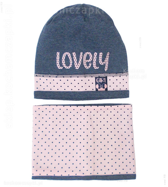  Komplet wiosenny/jesienny, czapka dla dziewczynki z kominem, Lovely Day, rozm. 52-54 cm