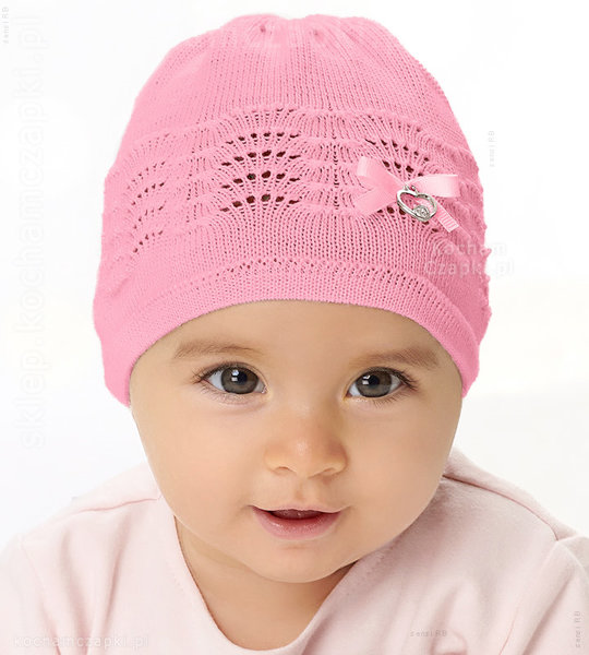 Ażurkowa czapeczka niemowlęca dla dziewczynki, wiosenna/jesienna, Farja rozm. 36-40 cm