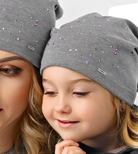 Bawełniana czapka dla dziewczynki Valentina ciemny szary rozm. 48-50 cm