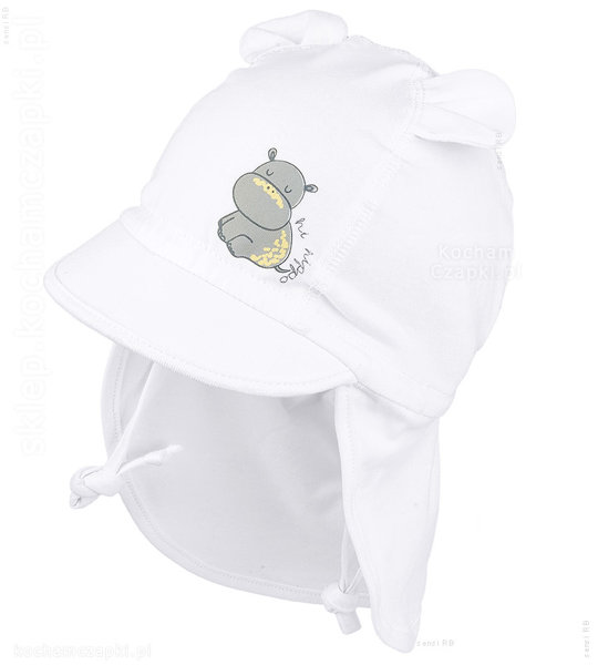 Bawełniana czapka safari dla niemowlaka, wiązana Popotino rozm. 40-44 cm