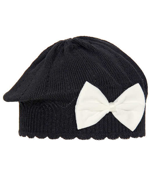 Beret dla dziewczynki wiosenny, czarny, Crinpessa rozm. 50-54 cm