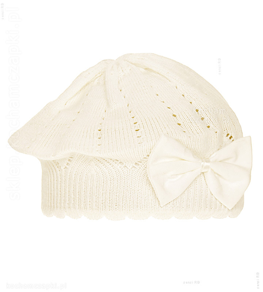Beret dla dziewczynki wiosenny-jesienny, kremowy, Crinpessa, 46-50 cm