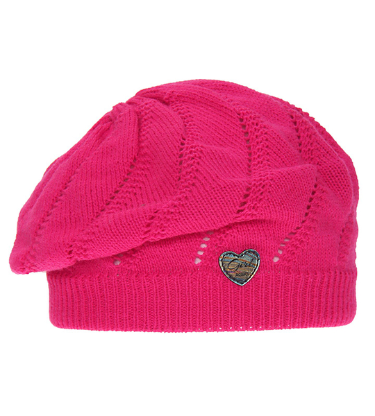 Beret dla dziewczynki wiosenny, malinowy, Dilha, 49-53 cm