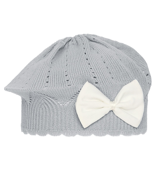 Beret dla dziewczynki wiosenny, szary, Crinpessa rozm. 50-54 cm