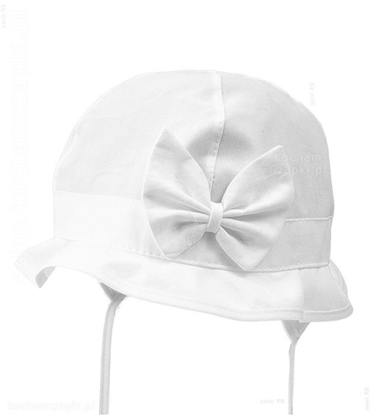 Biały, elegancki  kapelusik na uszka dla dziewczynki Felicita  rozm. 46-47 cm