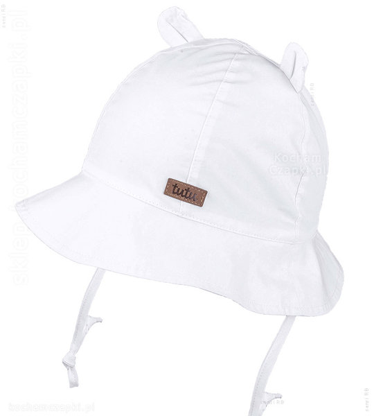 Biały kapelusz dla dziewczynki bawełniany Solving Filtr UV+30  rozm. 44-46  cm