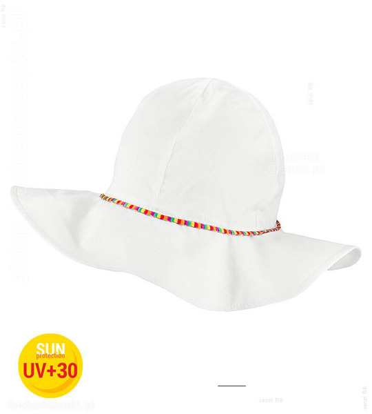 Biały kapelusz przeciwsłoneczny na lato, dziewczynka, Margarita z filtrem UV +30, rozm. 52-54 cm