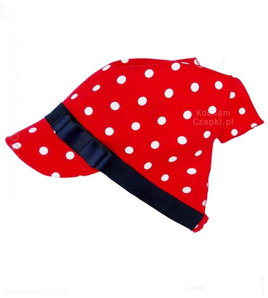 Chustka z daszkiem, na głowę dla dziewczynki, na gumce, czerwona, Juvana, 51-53 cm