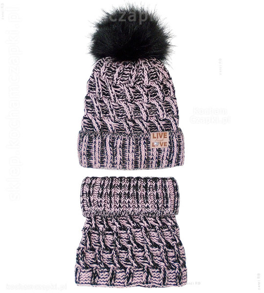 Ciepła czapka i komin zimowy, dla dziewczyny Inirra  54-56 cm