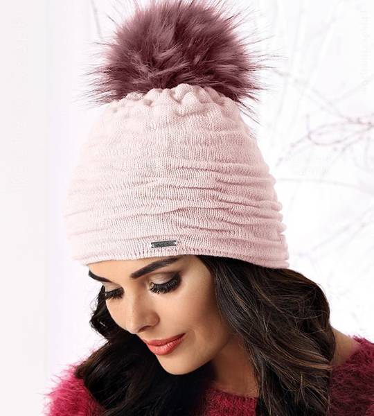 Ciepła, gruba zimowa czapka damska z pomponem, Sivana rozm. 55-58 cm