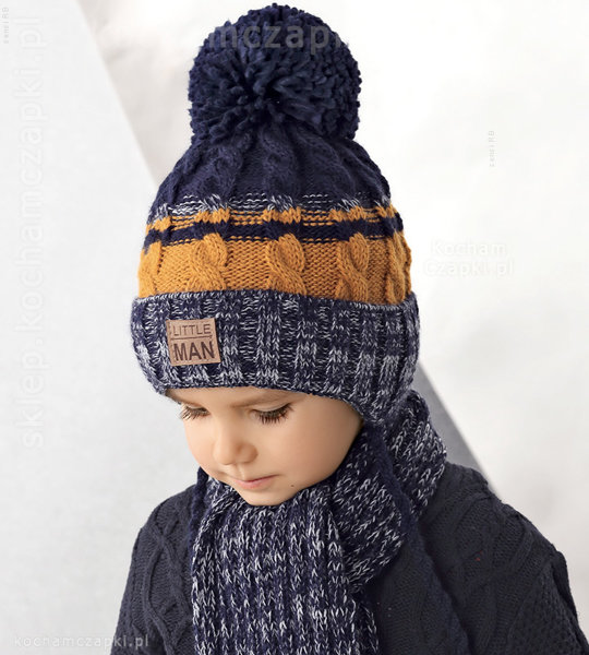 Ciepła zimowa czapka dla chłopca i szalik, komplet Jesper , rozm. 46-50 cm