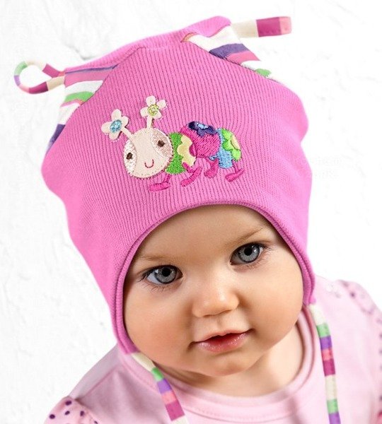 Czapeczka niemowlęca dla dziewczynki, kolorowa Mrówka rozm. 40-43 cm