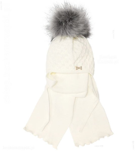 Czapeczka niemowlęca i szalik zimowy, Valbona, rozm. 36-38 cm