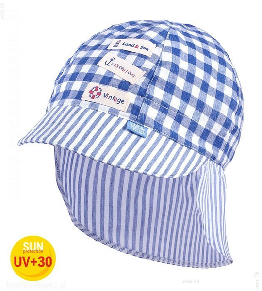 Czapka UV z daszkiem typu safari dla chłopca na lato, Voyage, rozm. 50-52 cm