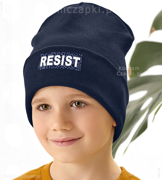 Czapka dla chłopca, bawełniana, modny prążek, Resist rozm. 53-56 cm