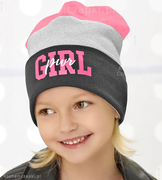 Czapka dla dziewczynki, beanie, bawełniana, Power Girl, rozm. 54-56 cm