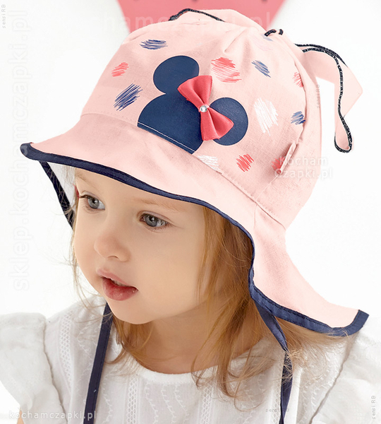 Czapka dla dziewczynki, z otworem na kucyk, lato, Marielka,  rozm. 49-51 cm