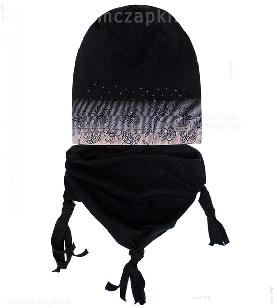 Czapka i apaszka/chusta dla dziewczynki na wiosnę Odette, rozm. 52-54 cm