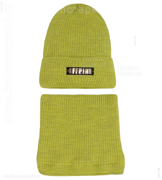 Czapka i komin dla dziewczynki, beanie prążek, Beyond Pink , rozm. 48-52cm