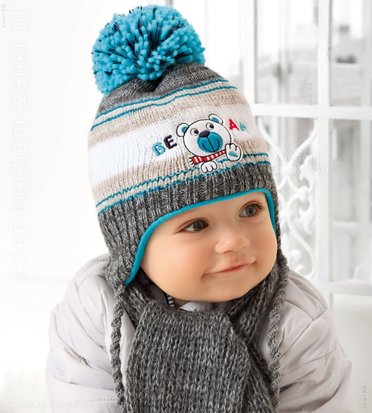 Czapka i szalik dla niemowlaka na zimę Holster, rozm. 36-39 cm