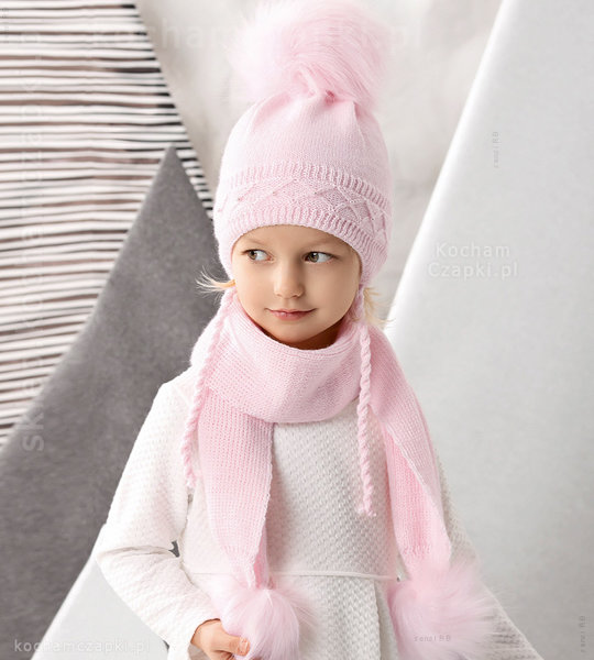 Czapka i szalik na zimę dla dziewczynki  Felicija rozm. 48-51 cm