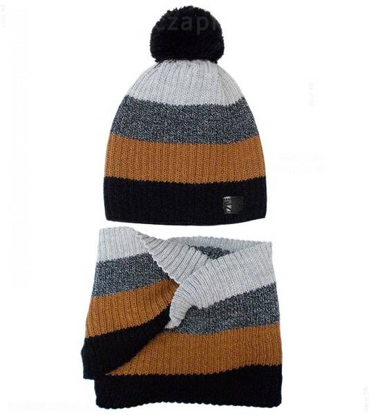 Czapka męska i komin na zimę, czapka z pomponem, rozm. 56-60 cm