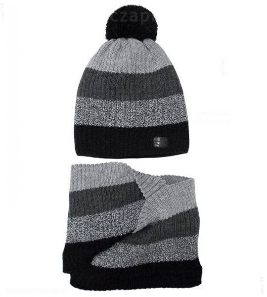 Czapka męska i komin na zimę, czapka z pomponem, rozm. 56-60 cm