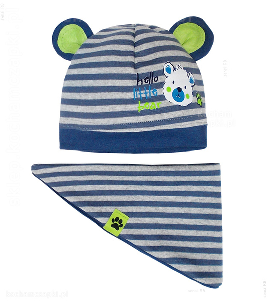 Czapka niemowlęca z chusteczką na szyję Little Bear, rozm. 40-42 cm