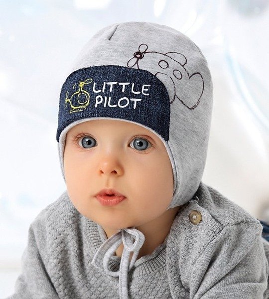 Czapka pilotka z bawełny dla chłopca Little Pilot Little Pilot  rozm. 36-38 cm