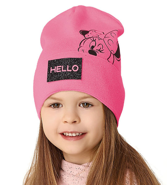 Czapka wiosenna-jesienna dla dziewczynki, Hello Minnie, różowy, 50-54 cm