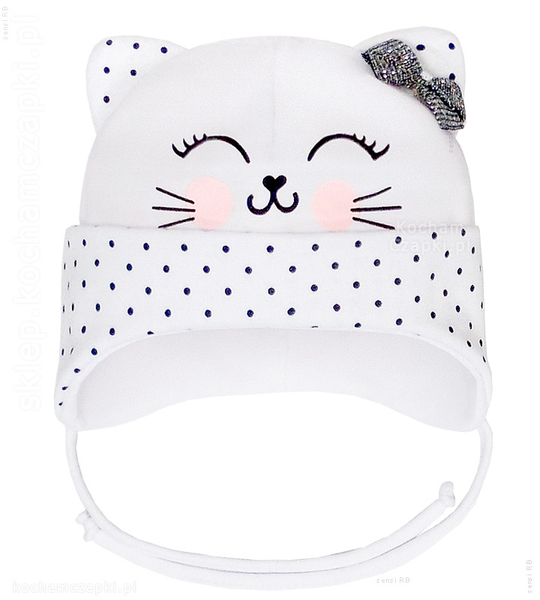 Czapka wiosenna/jesienna dla dziewczynki, biała, Dotila, rozm. 42-46 cm