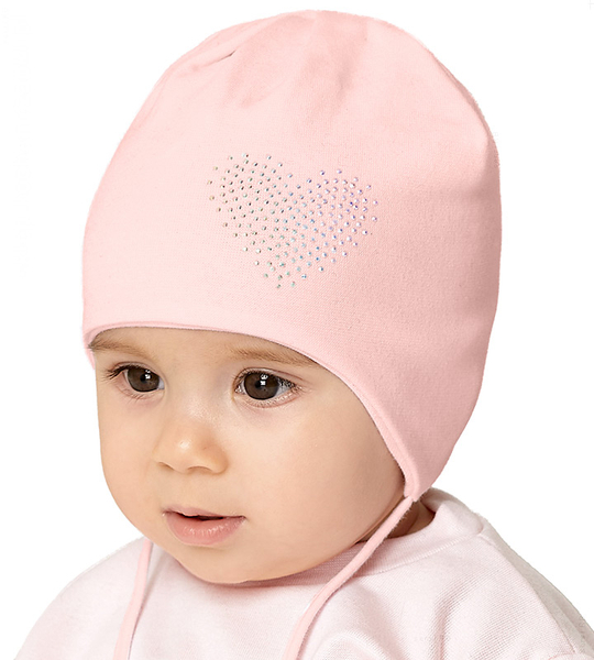 Czapka wiosenna/jesienna dla dziewczynki, pudrowy róż, Engla, 36-38 cm