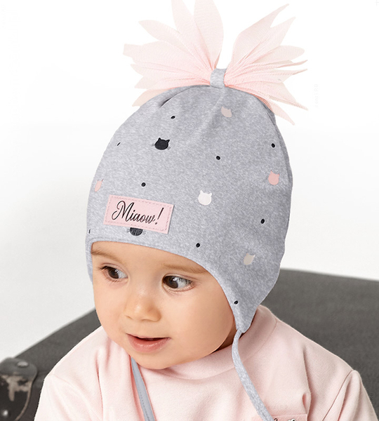 Czapka wiosenna/jesienna dla dziewczynki, szara, Rosiel, 43-46 cm