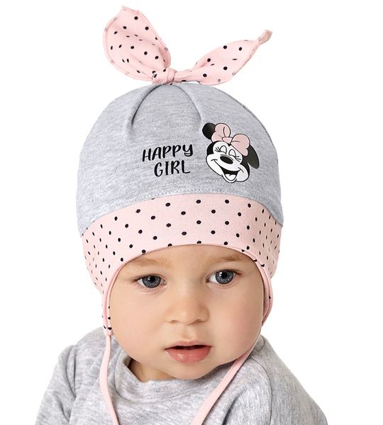 Czapka wiosenna-jesienna dla dziewczynki, wiązana, szara, Musana, 50-53 cm