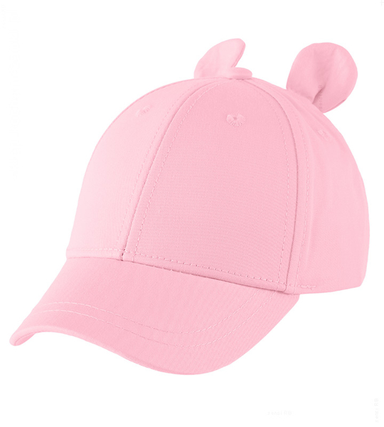 Czapka z daszkiem dla dziecka, brzoskwiniowy, z uszkami,  46-49 cm