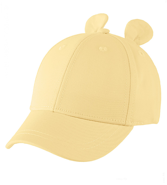 Czapka z daszkiem dla dziecka, żółty, z uszkami,  46-49 cm