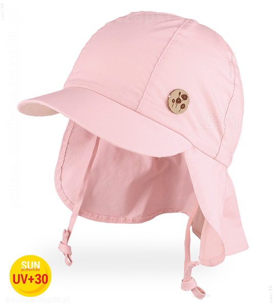 Czapka z daszkiem dla dziewczynki, z filtrem UV+30, Pollia, brudny róż, 42-44 cm