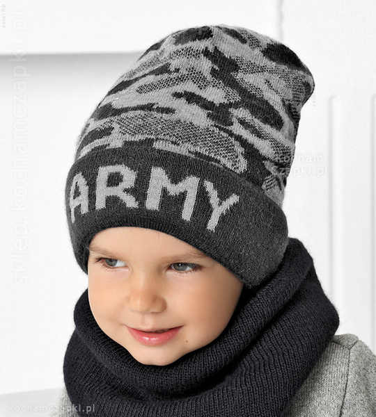 Czapka zimowa chłopięca, BEANIE Armbos, militarna rozm. 48-50 cm