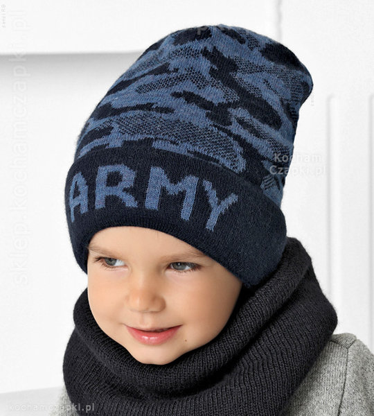 Czapka zimowa dla chłopca, BEANIE Armbos, militarna rozm. 48-50 cm