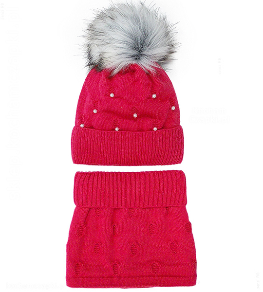 Czapka zimowa i komin dla dziewczynki, Shanley, rozm. 46-48 cm