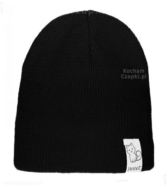Czarna czapka wiosenna/jesienna dla dziewczynki, modna, Ramcja rozm. 48-50cm