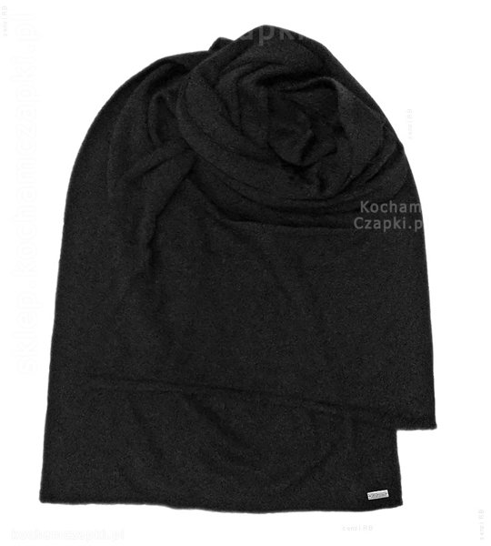 Czarny szalik damski, oversize, duży, długi, na jesień, zimę, "672"