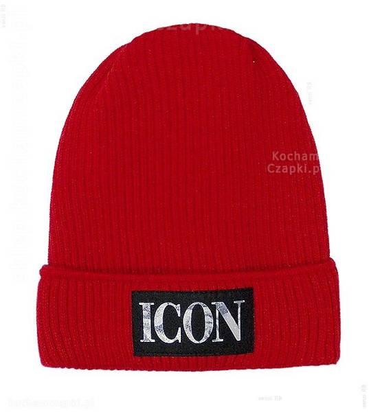 Czerwona czapka beanie, Icon, , rozm. 55-58cm