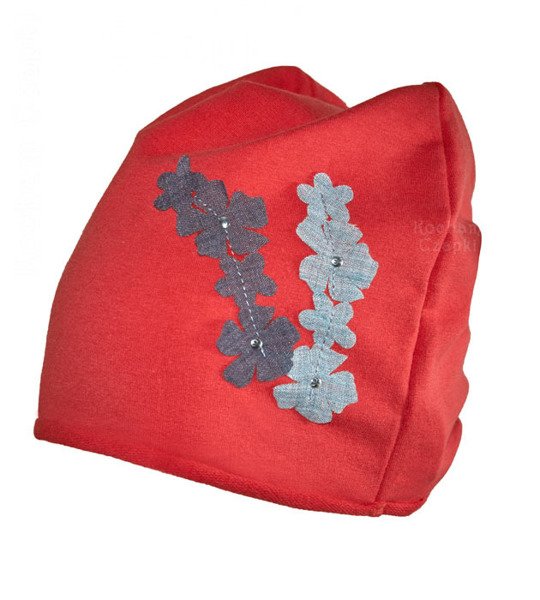 Czerwona czapka dla dziewczynki na wiosnę/jesień, Fuji rozm. 48-50 cm 