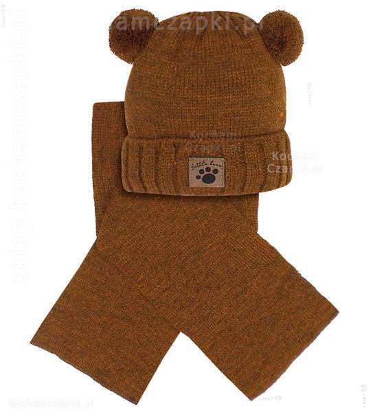 Dwa pompony czapka i szalik dla chłopca, Arthen , rozm. 44-48 cm