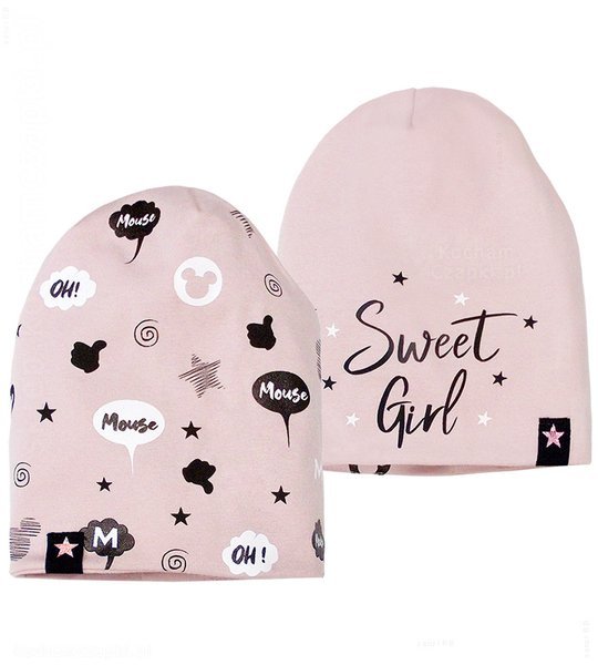 Dwustronna czapka  Sweet Girl, rozm. 48-50 cm