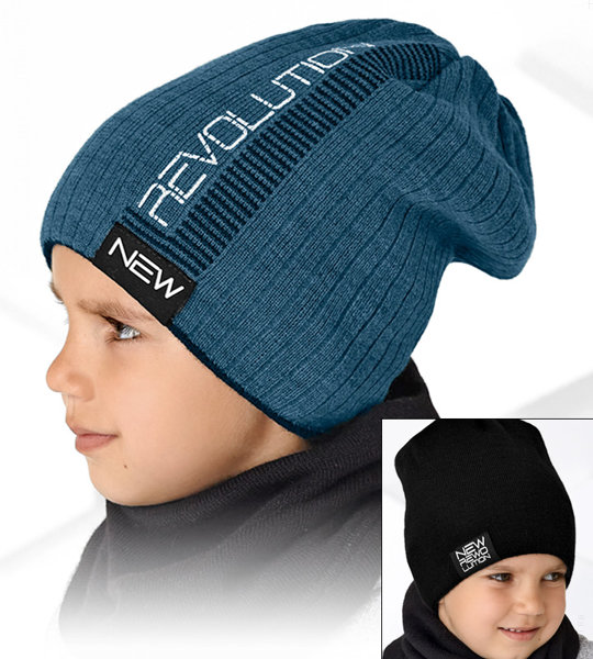 Dwustronna czapka dla chłopca, Kristian, rozm. 48-54 cm