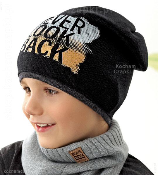 Dzianinowa czapka wiosenna/jesienna dla chłopca, Look Back,  rozm. 54-56 cm