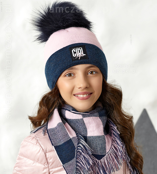 Dziewczęca czapka i chusta, Sachiko,  rozm. 49-53 cm
