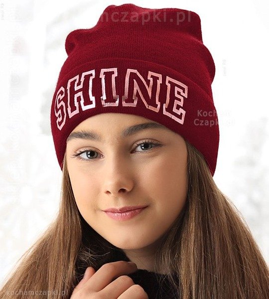 Dziewczęca, młodzieżowa czapka beanie Shine rozm. 54-56 cm